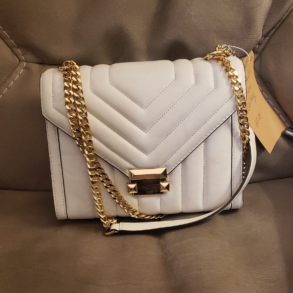 Michael Kors Whitney White Quilted Chain Shoulder/crossbody - Picture 1 of 7
